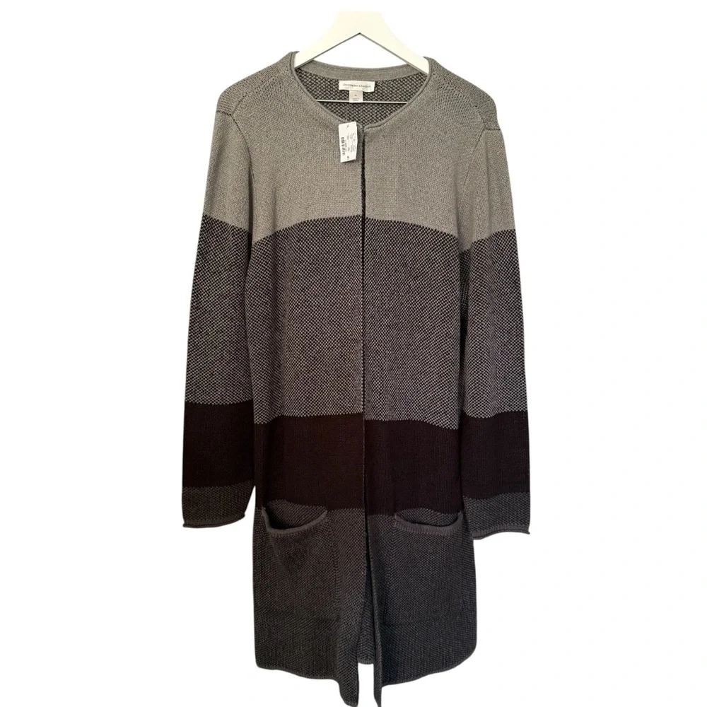 NWT Christopher & Banks Women’s Open Front Long Knit Cardigan Sweater Size XL